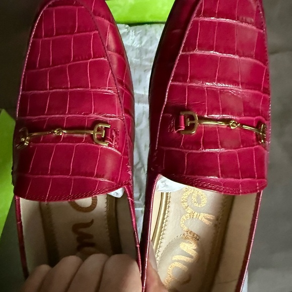 Sam Edelman Loraine Loafers in Berry Croc - Picture 6 of 11